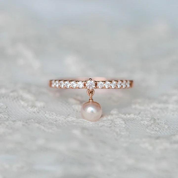 PEARL DANGLE RING - Mim Diamond