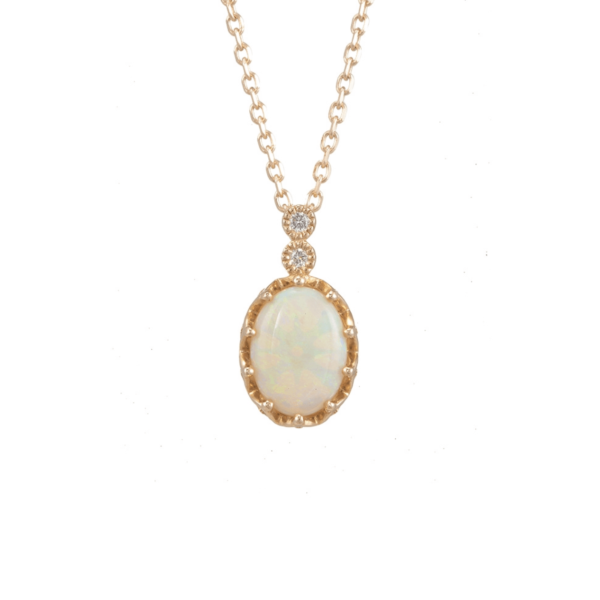 Oval Avustralya Opal Pırlanta Kolye - Mim Diamond