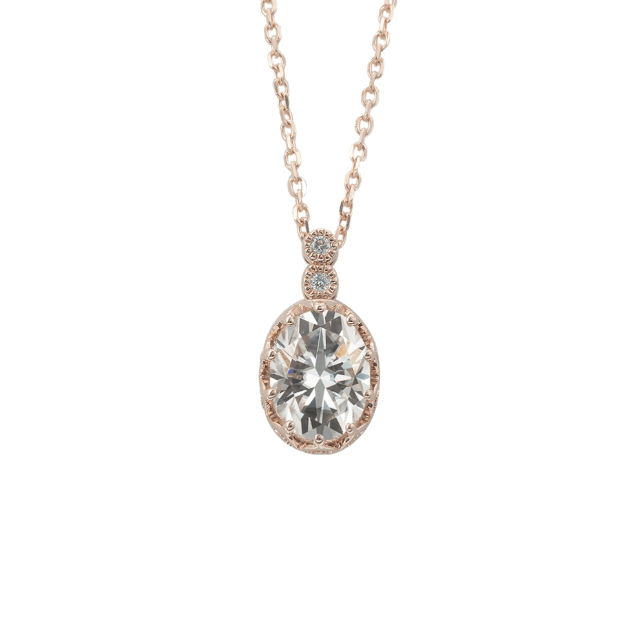 Oval Mozanit Pırlanta Kolye - Mim Diamond