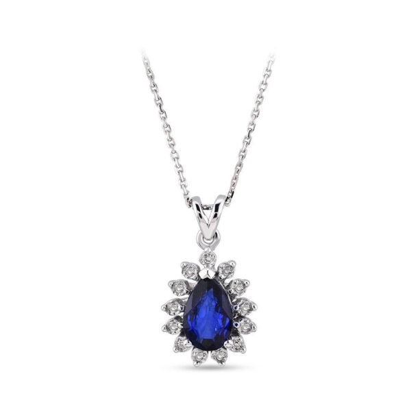 Feniks Pırlantalı Safir Kolye - Mim Diamond